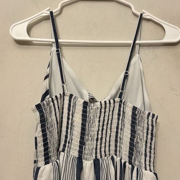 Japna blue white striped spaghetti strap jumpsuit Size S EUC - Picture 4 of 8